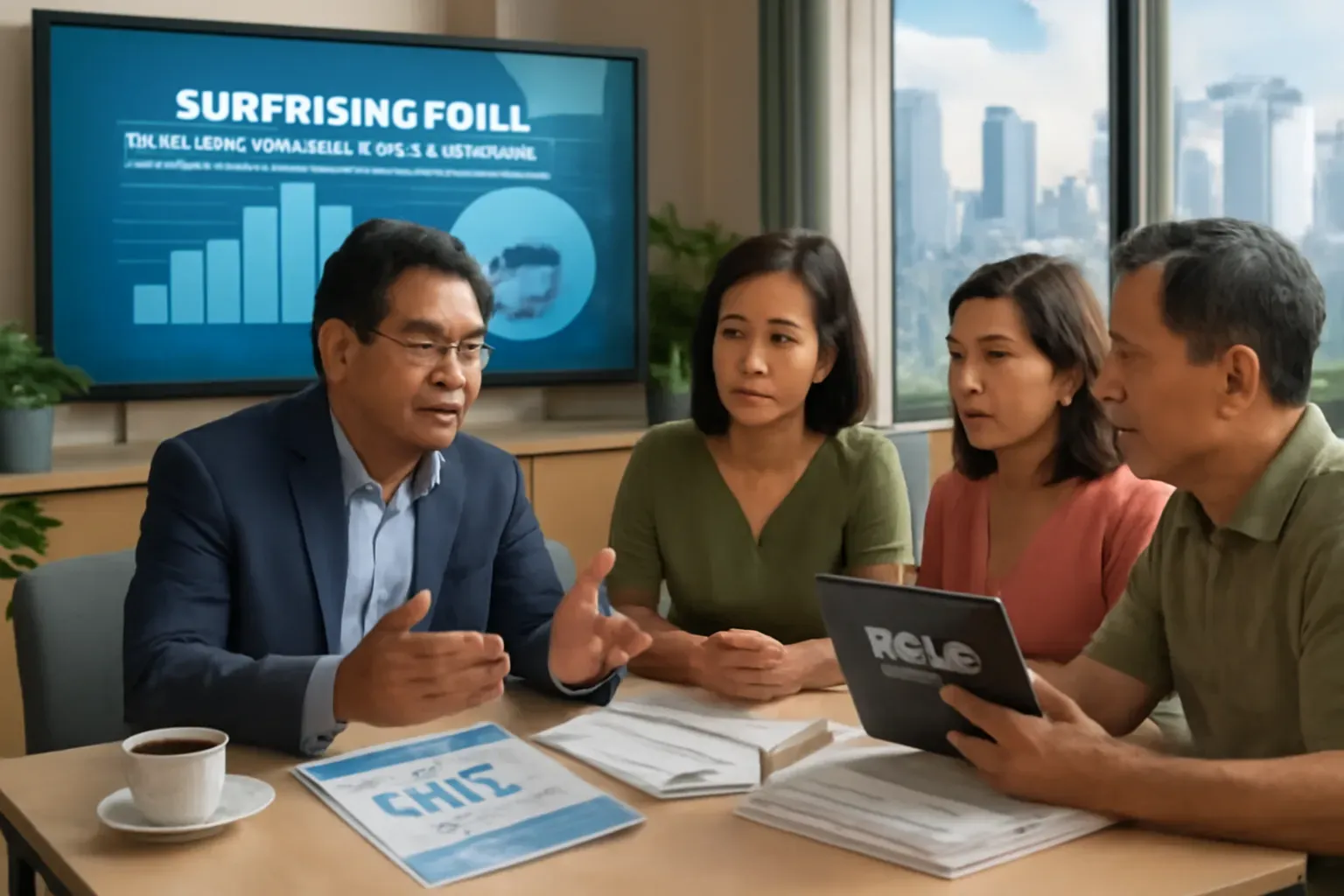 Financial advisor explaining CPF retirement plan to Singaporean couple. | Cpflah.sg