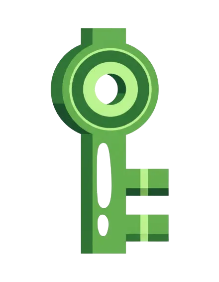 Green key icon with circular head and bit | Cpflah.sg