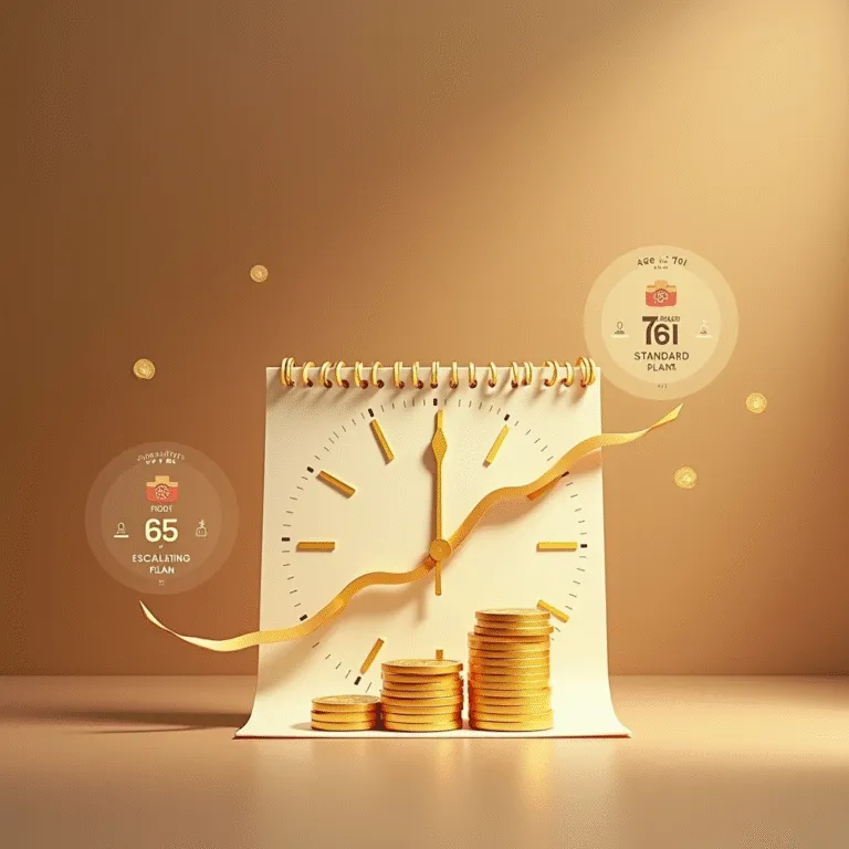 Gold coins stacking on calendar with clock showing time and growth, illustrating financial planning. | Cpflah.sg