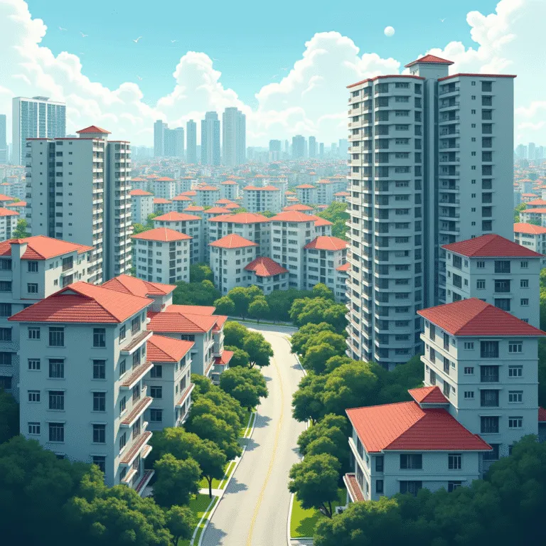 Aerial view of a modern city with high-rise buildings and tree-lined streets. | Cpflah.sg
