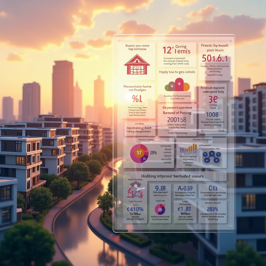 Real estate market infographic with data on property values, investment, and housing trends. | Cpflah.sg