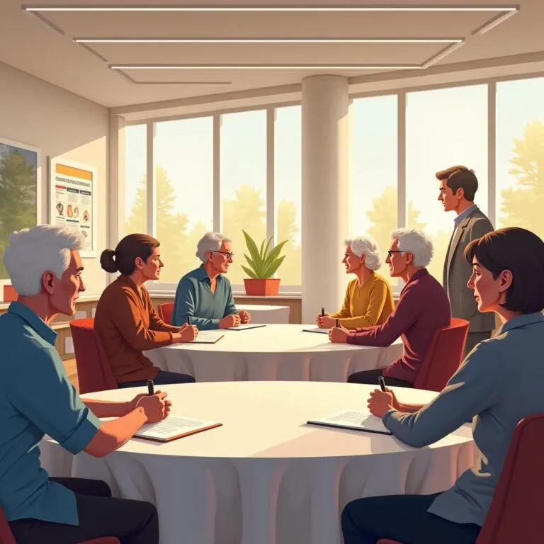 Group of people in a meeting around a round table. | Cpflah.sg